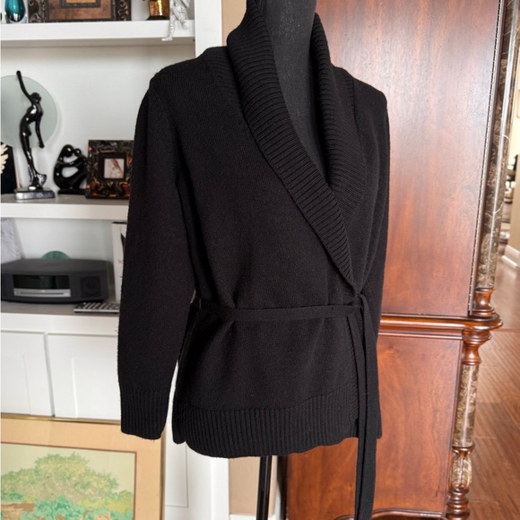 Ann Taylor Wool Black Open Collar Cardigan - Picture 2 of 10